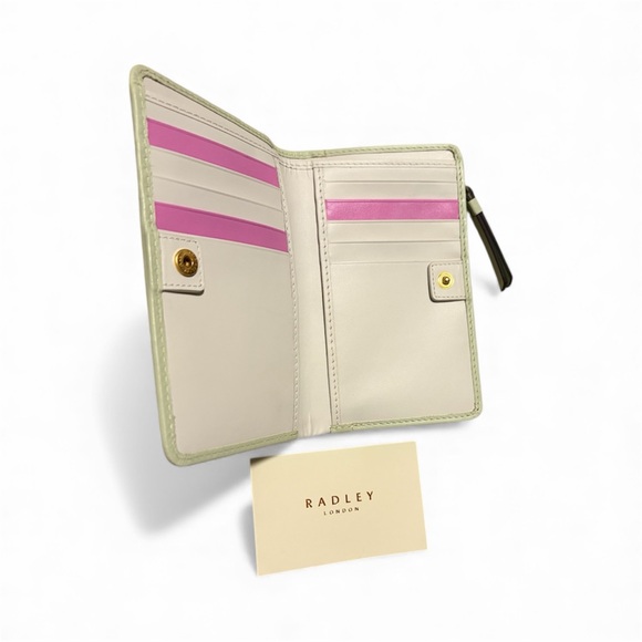 RADLEY LONDON Heritage Dog Outline Leather Bifold Wallet Purse New Light Green - Picture 6 of 6